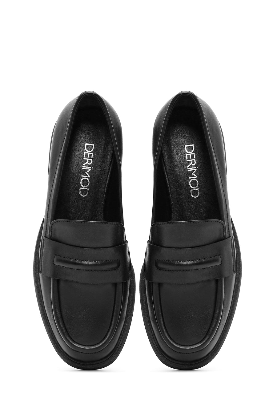 Women's Black Leather Masculine Loafer