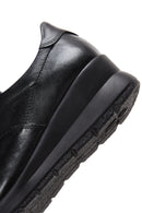 Women's Black Leather Wedge Heeled Comfort Shoes | Derimod