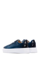 Men's Blue Leather Thick Soled Sneaker | Derimod