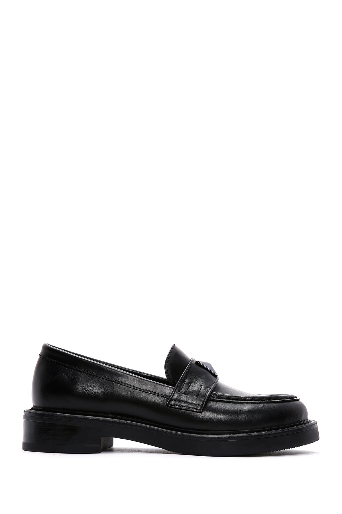 Women's Black Leather Masculine Casual Loafer 23WFD186018 | Derimod