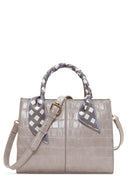 Women's Mink Long Strap Crocodile Patterned Handbag with Accessory Detail | Derimod