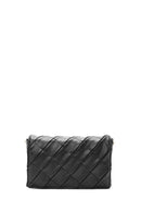 Women's Black Knitted Shoulder Bag with Printed Straps | Derimod