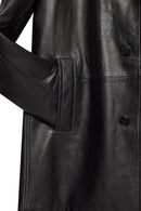 Barella Men's Black Collar Furry Leather Trench Coat | Derimod