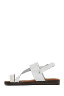 Women's White Flip-Flop Leather Bodrum Sandals | Derimod