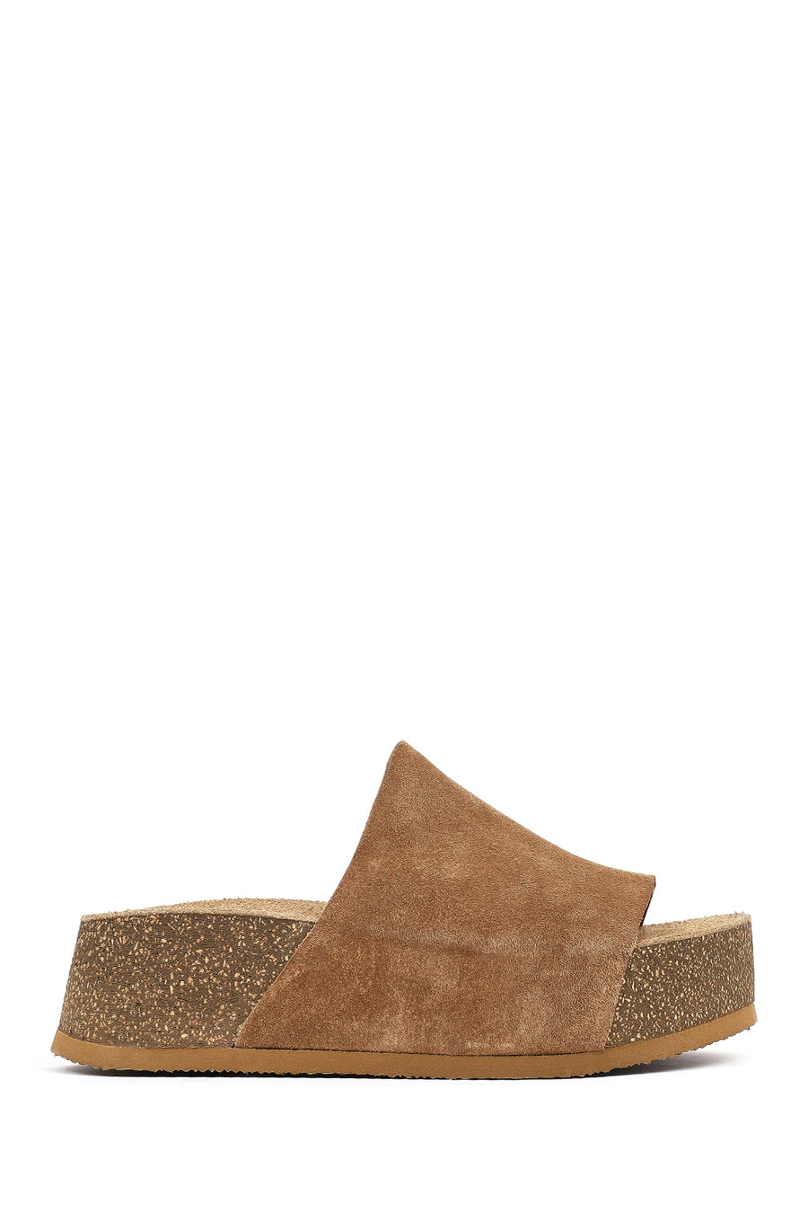 Women's Brown Thick Soled Suede Leather Slippers 26SFD203510 | Derimod