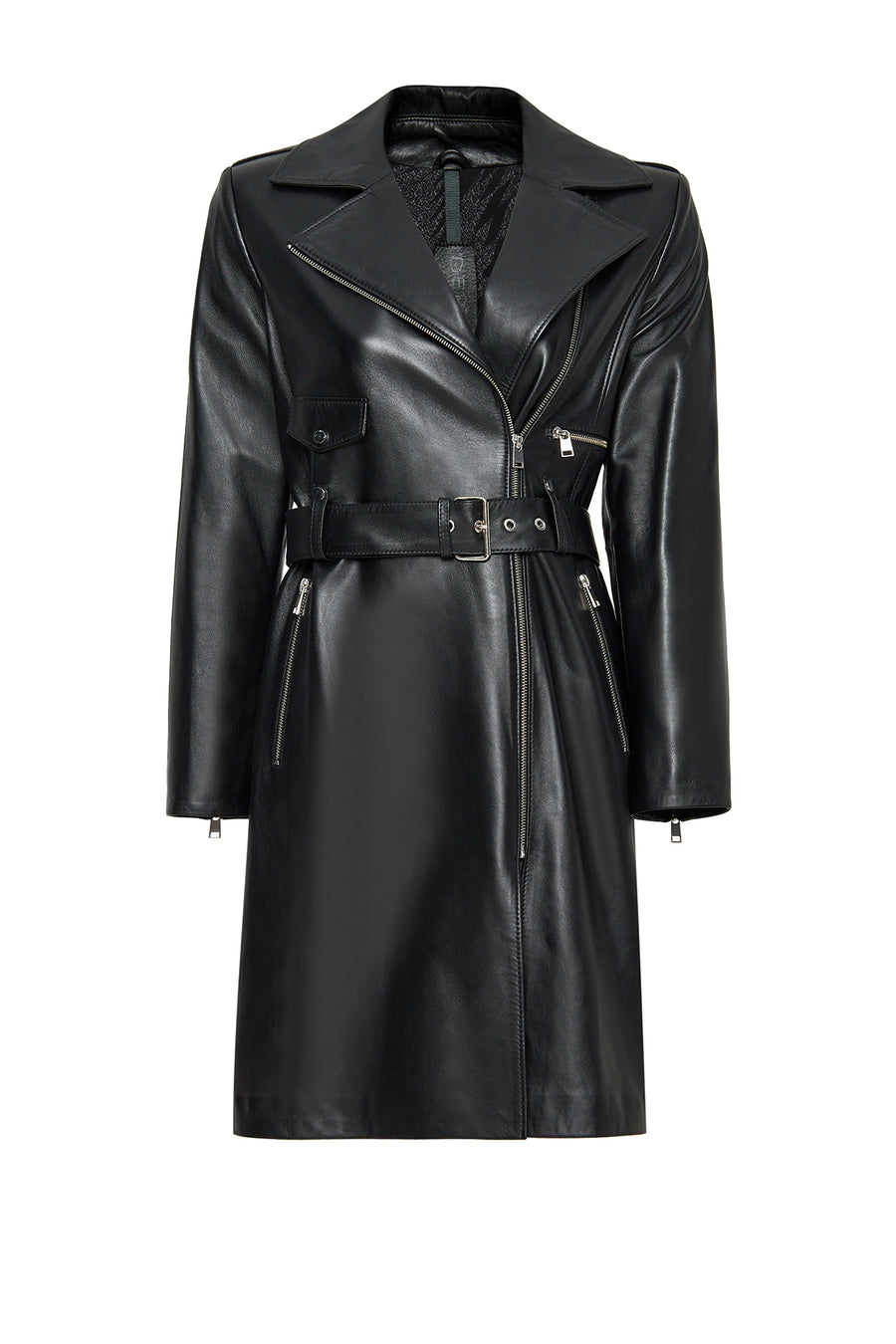 Angelique Women's Black Double Breasted Leather Coat