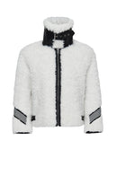 Meribel Women's White Black Stripe Detail Teddy Coat | Derimod