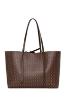 Woman Brown Accessory-Detail Printed Shoulder Bag | Derimod