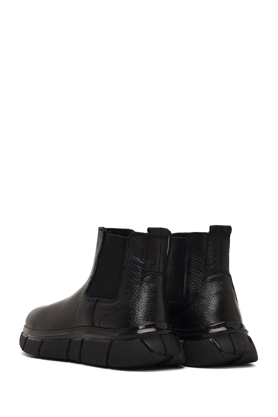 Male Black Thick-Soled Leather Chelsea Boots