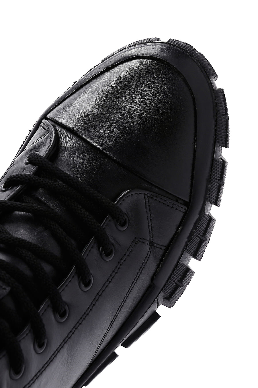Men's Black Lace-Up Zippered Leather Boots