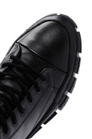 Men's Black Lace-Up Zipper Leather High Top Sneakers | Derimod