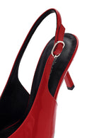 Women's Red Open Back Thin Heel Patent Leather Shoes | Derimod