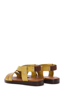 Women's Yellow Leather Bodrum Sandals | Derimod