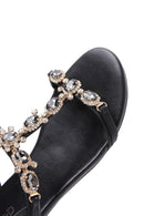 Women's Black Ankle Strap Stone Sandals | Derimod