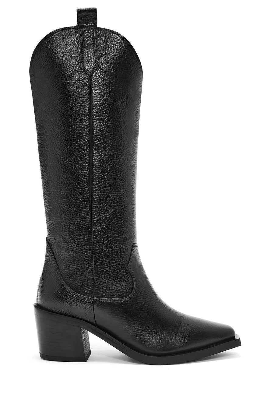 Woman Black Chunky Heels Leather Cowboy Boots 25WFD1525FT | Derimod