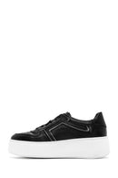 Women's Black Leather Thick Soled Sneaker | Derimod