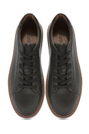 Erkek Haki Bağcıklı Deri Sneaker | Derimod