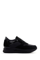 Women's Black Thick Soled Leather Sports Shoes | Derimod