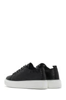 Men's Black Lace-up Thick-Sole Leather Sneaker | Derimod