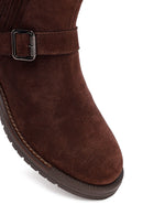 Woman Brown Suede Chelsea Boots | Derimod