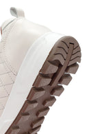 Women's Beige Leather Quilted Sneaker | Derimod