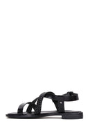 Women's Black Leather Sandals | Derimod