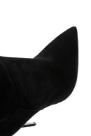 Women's Black High Thin Heeled Suede Leather Classic Boots | Derimod