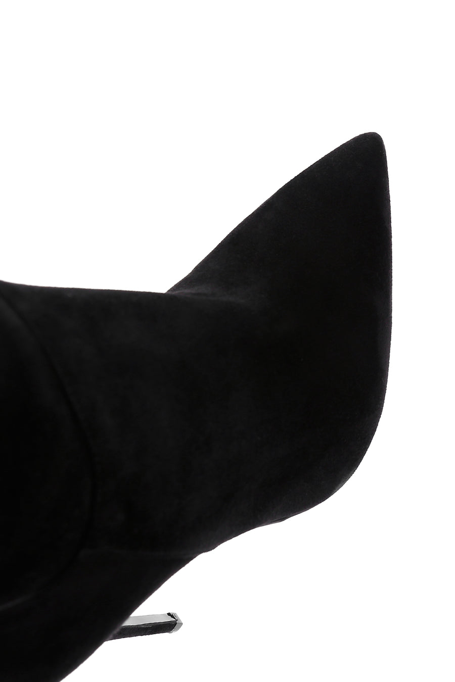 Women's Black High Thin Heeled Suede Leather Classic Boots