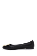 Women's Black Leather Ballerina Ballet Shoes | Derimod