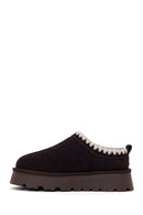 Woman Brown Thick-Soled Suede Teddy Boots | Derimod