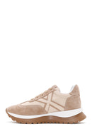 Women's Beige Suede Detailed Leather Sneaker | Derimod