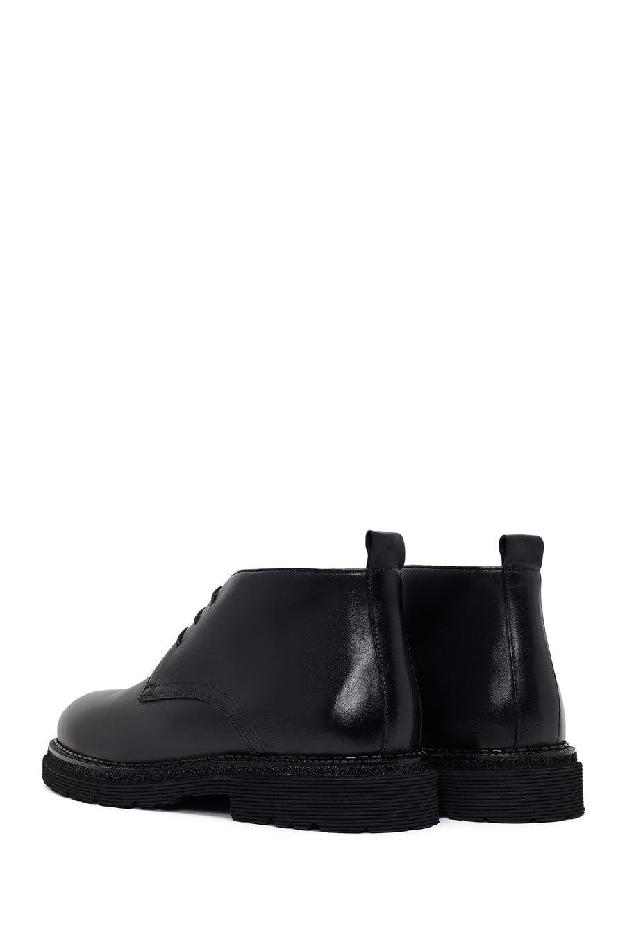 Male Black Lace-up Leather Casual Boots