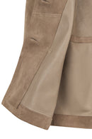 Luna Woman Beige Blazer Suede Jacket | Derimod