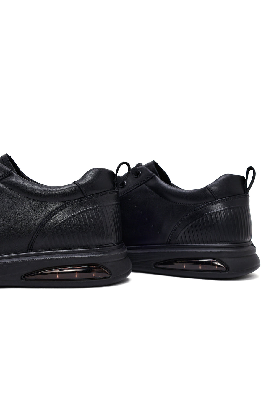 Erkek Siyah Bağcıklı Deri Sneaker