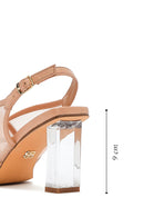 Kadın Bej Bilekten Tokalı Kalın Topuklu Kumaş Sandalet | Derimod