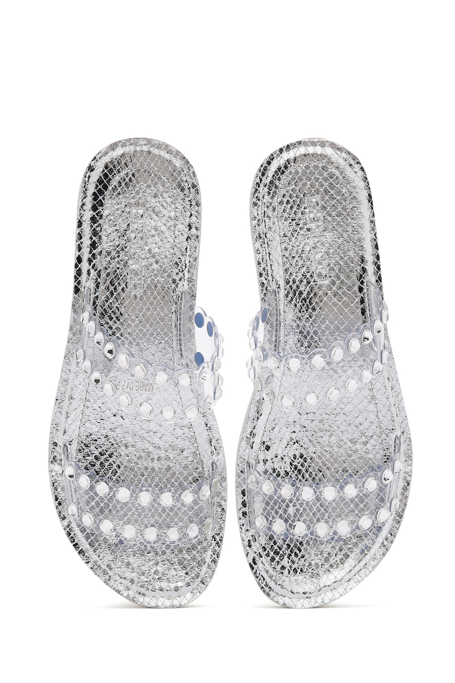 Women's Silver Transparent Stone Slippers