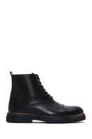 Men's Black Leather Zippered Casual Boots | Derimod