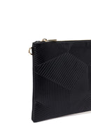Woman Black Chain-Strap Patterned Clutch Bag | Derimod