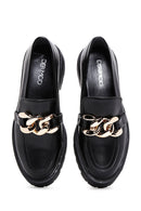 Women's Black Thick Soled Masculine Loafer | Derimod