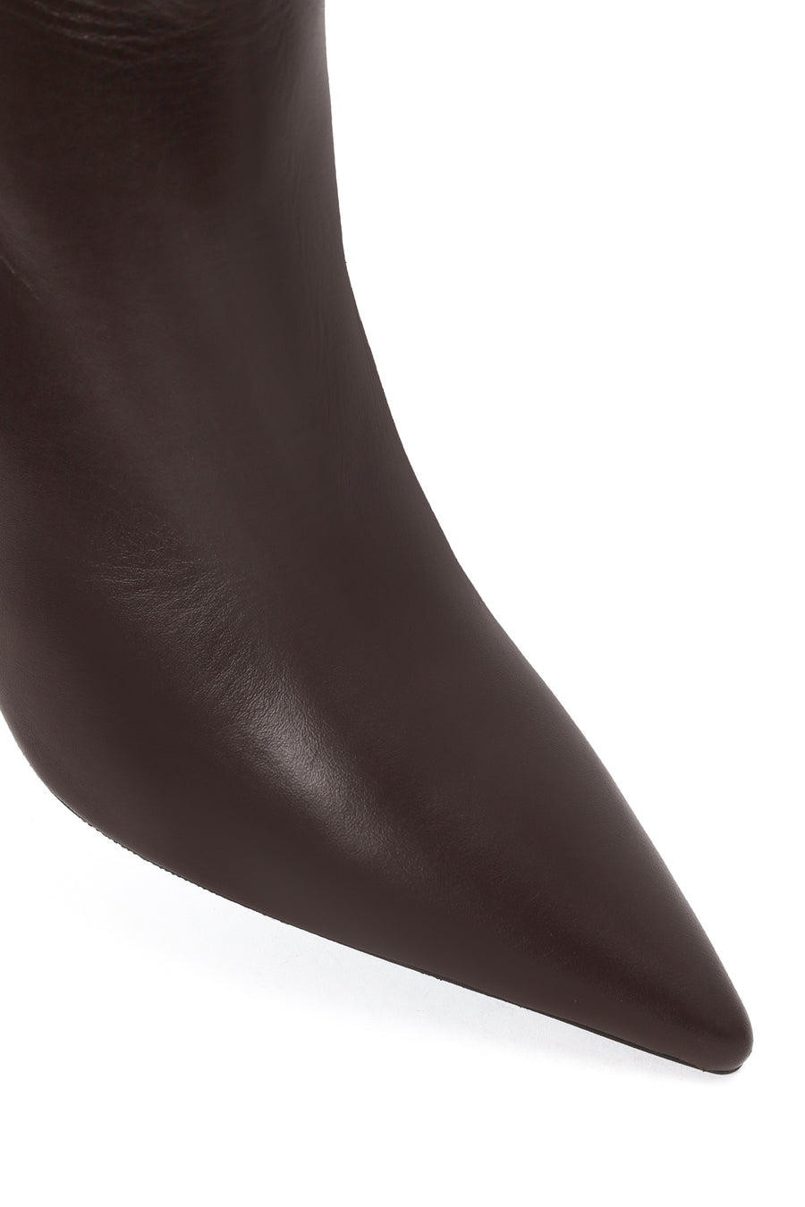 Woman Brown Zip Closure Thin-Heeled Leather Boots