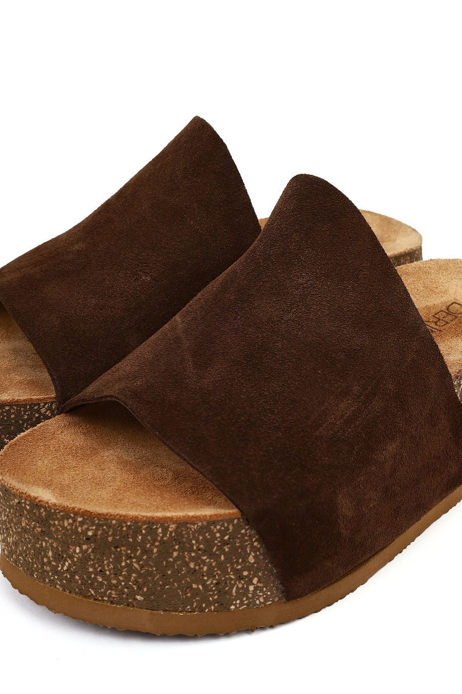 Women's Brown Thick-Soled Suede Leather Slippers
