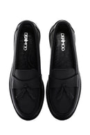 Women's Black Leather Comfort Loafer | Derimod