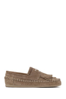Woman Mink Tasselled Suede Loafer | Derimod