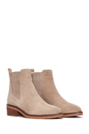 Women's Beige Suede Leather Chelsea Boots | Derimod