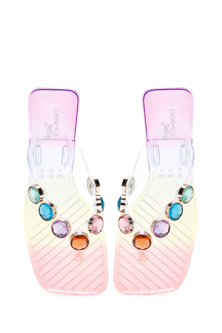 Women's Multicolored Stone Jelly Flip Flops
