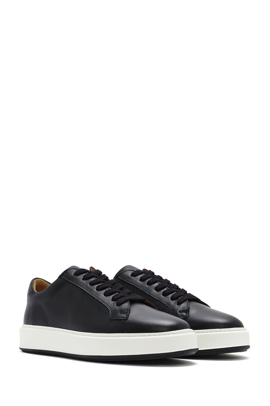 Men's Black Thick Sole Lace Up Leather Sneaker
