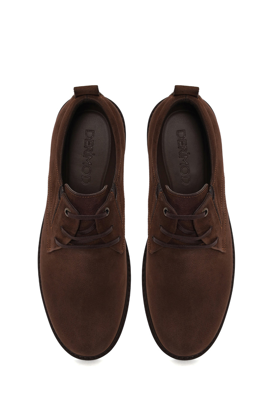 Male Brown Lace-up Nubuck Leather Casual Shoes