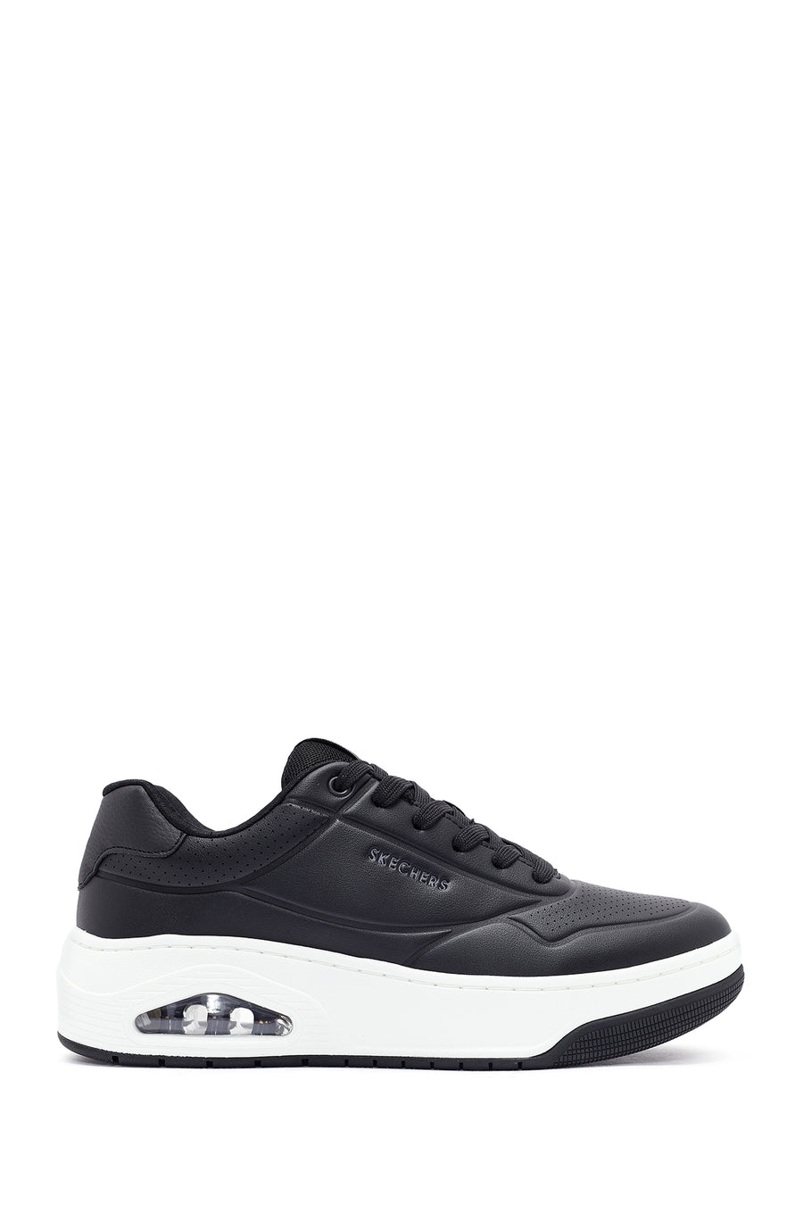 Skechers Men's Black Uno Court Lace-Up Chunky Sole Sneakers 183145 BLK | Derimod