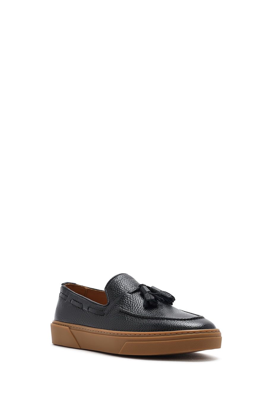 Men's Black Tassel Chunky Sole Leather Loafers