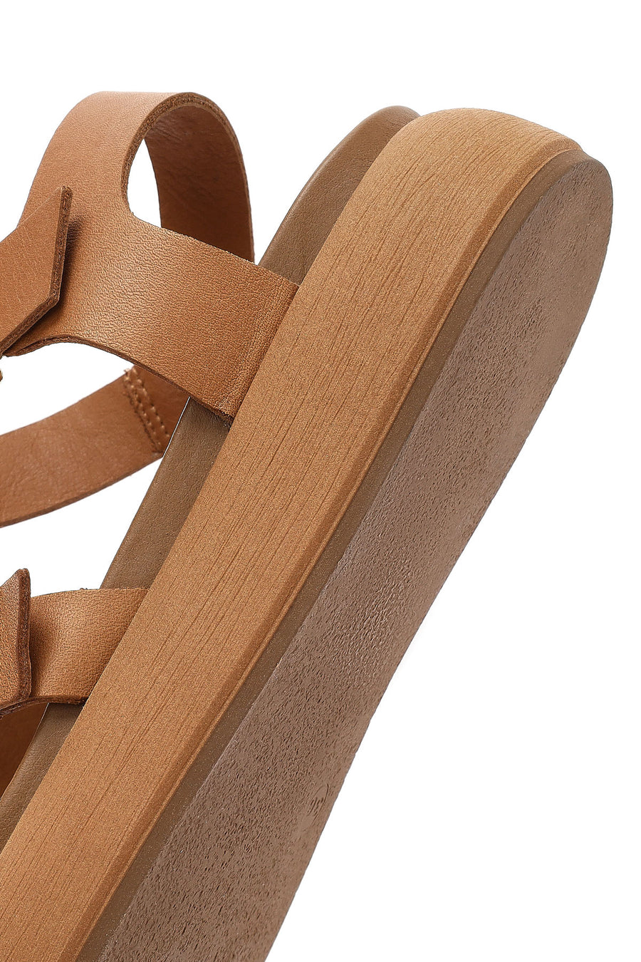 Women's Brown Buckled Thick Soled Leather Sandals